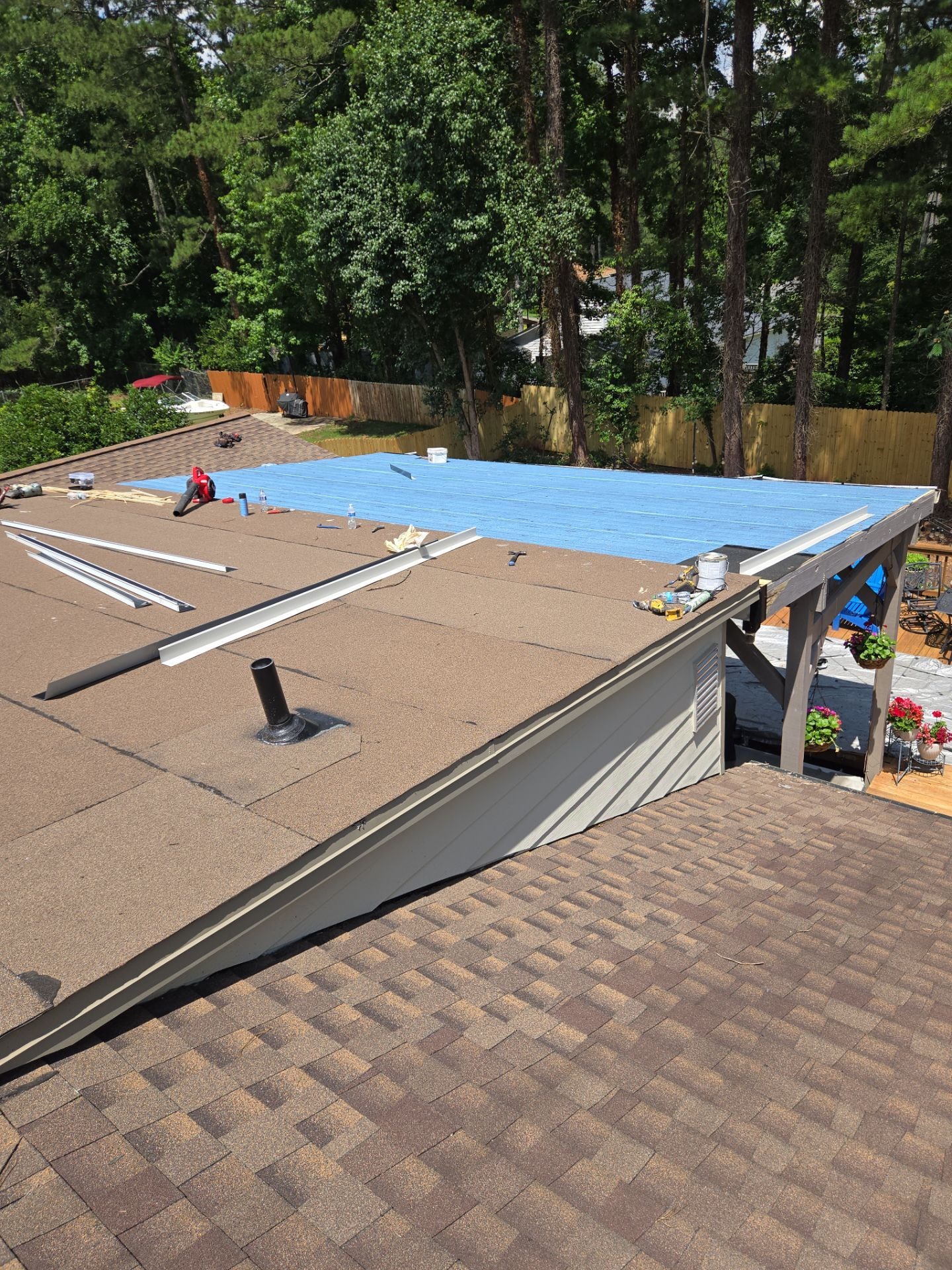 Low slope roof installation on Ansley Dr Roswell GA